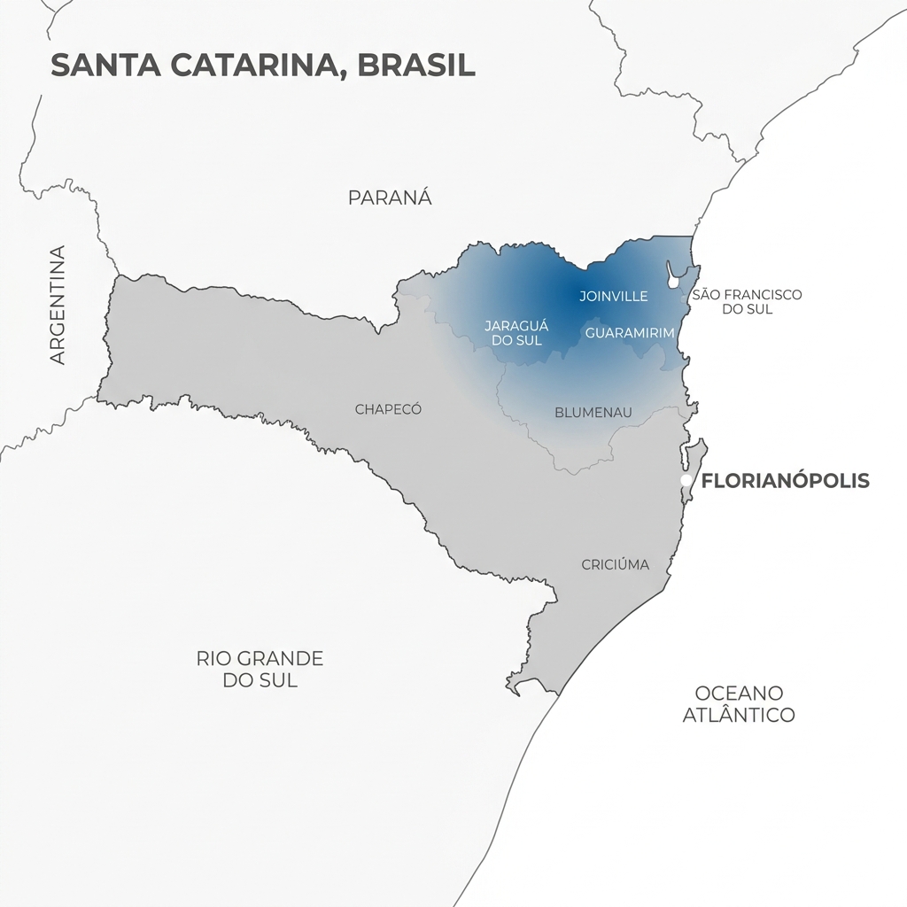 Mapa da Região Norte de Santa Catarina